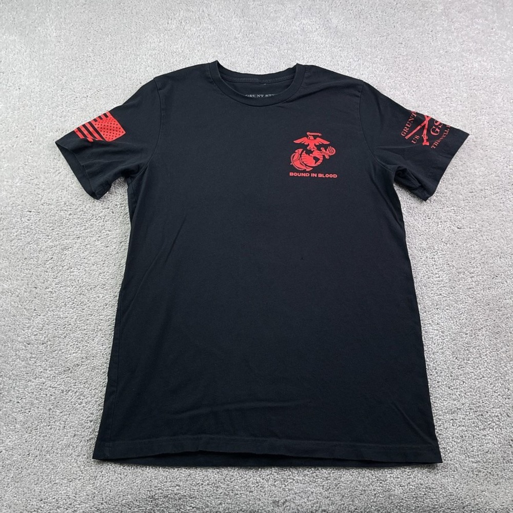Grunt Style Shirt Mens Large Black Military Bound in Blood Patriotic Eagle‎
